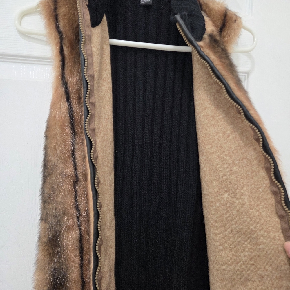 i Doll Brown Faux Fur Vest with Black Trim Sz Large - Picture 6 of 10
